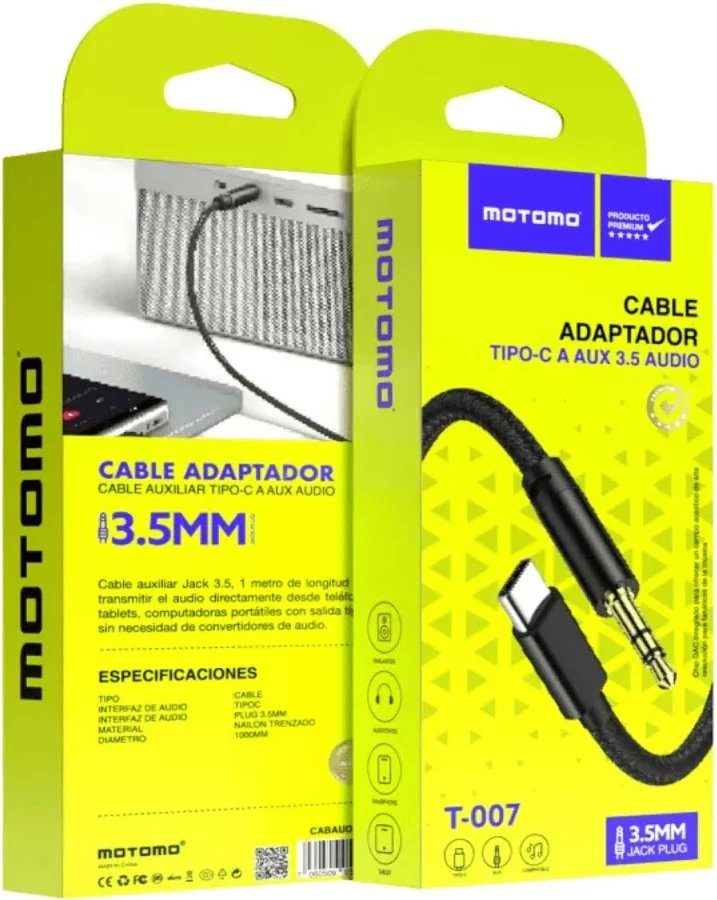 Cable Auxiliar Usb-c A Plug 3.5mm 1metro Motomo