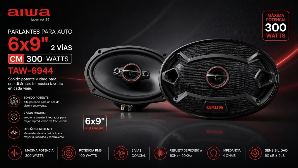 Parlantes Para Auto 6x9 2 Vías Cm 300 Watts Taw-6944